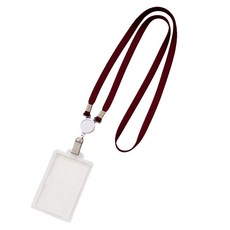生活智慧 名牌員工證掛繩 + 伸縮扣 + 卡套組, 酒紅色, 1套
