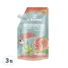 A BONNE' 晶亮身體去角質沐浴鹽 蜜桃+山葵, 350g, 3包