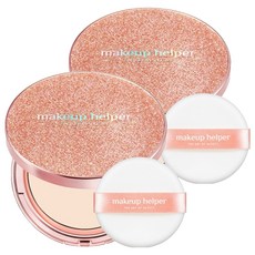 makeup helper Art系列長效持久蜜粉餅 Rose Glitter款 25g, 21 Natural Beige, 2個