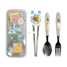 LE BARN Cotton Bear幼兒用靜音矯正筷全組, 1套, 混合色