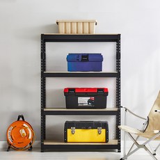 피피랙 국내생산 무볼트 무소음 조립식 앵글선반, 블랙, 4단