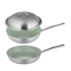 에델코첸 통3중 올 뉴 이지프리즘 2종세트 C 에코그린 세라믹 엠보 인덕션 IH, 28 cm, 1세트