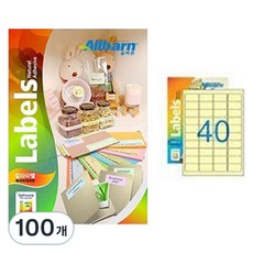 올바른 彩色標籤 淡黃色 雷射/噴墨兩用 4X10, 40格, 100個