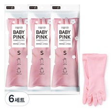 명진 러블리한 고무장갑, 핑크, 소(S), 6개