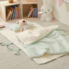 잠자코 체크러버 어린이집 낮잠이불 세트, 민트