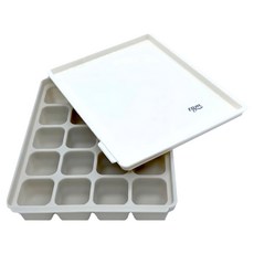tgm 白金矽膠馬卡龍副食品分裝盒 20格, 奶油灰, 200ml, 1個