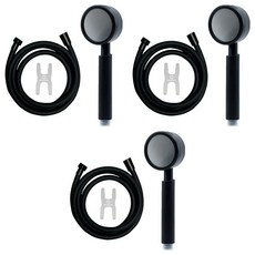 HOMEDAUM Monster增壓蓮蓬頭+防纏繞PVC淋浴軟管2m組, 3組, 黑色