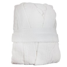 純棉七分袖浴袍 白色 M 110x55cm, 1件