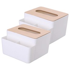 BangJiaShi 幫家適 面紙盒 紙巾盒 餐巾紙盒 收納盒 衛生紙盒 防塵盒 多功能款2入, 白色