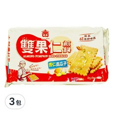 義美 雙果仁煎餅 杏仁南瓜子, 100g, 3包