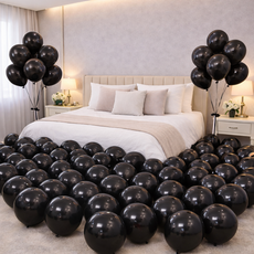 팡파티 파티풍선 + 공기주입기, 올블랙, 50개