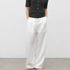 아틀리에나인 여성용 모스 사이드 턱 와이드 팬츠 PT-5647