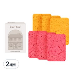 Ram's Home 纖維素木漿無刮痕菜瓜布 黃色 + 粉紅色組合, 2套, 6入