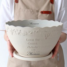 MORIANN Melody復古塑膠花盆 + 底盤套組 圓形 2716, 米色