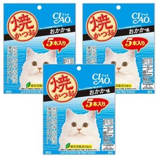 INABA CIAO 啾嚕 燒本鰹魚魚柳條 柴魚節風味 5入 貓咪零食, 100g, 3袋