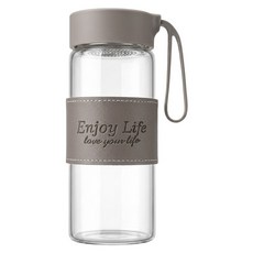 HanKPARSON BOTTLE 玻璃皮套 耐熱水杯 附茶隔, 灰色, 480ml, 1個
