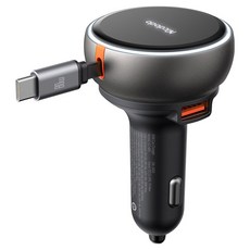 Mcdodo 麥多多 車用雙孔Type-C線材一體式高速充電器 80W CC-485, 黑色