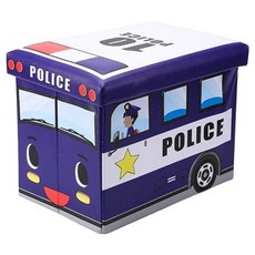 葉子小舖 卡通玩具收納箱 無紡布材質, 藏青色警車, 1個