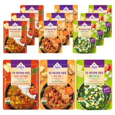 티아시아키친 스파이시 비프 마살라 커리 170g 4p + 비프 키마 커리 170g 4p + 팔락 파니르 커리 170g 4p, 1세트