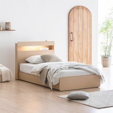 레이디가구 모노 LED 수납 침대 프레임 단품 방문설치, 내추럴