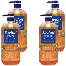 Savlon 沙威隆抗菌沐浴露 沉靜松木 深度清潔 溫和草本配方, 1L, 4瓶