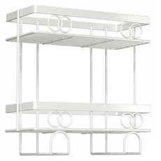 費歐家 雙層圓環雕花馬桶水箱置物架 浴室收納 穩固耐用, 34 x 15 x 37cm, 白色, 1個