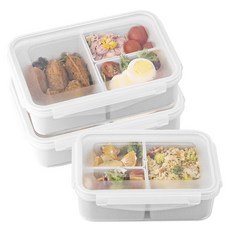 Nanu Dam 3格分隔備餐分裝密封保鮮盒, 1.1L, 3個