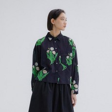 LOVE N SHOW 女款蒲公英印花襯衫 LCFDPSH04, 黑色