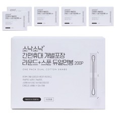 소낙소낙 간편휴대 개별포장 라운드 + 스푼 듀얼면봉, 200개입, 6개