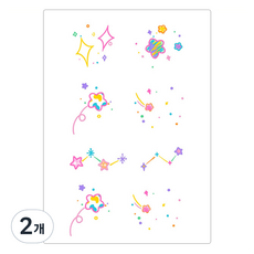 gelluna 可愛插畫彩色身體轉印貼紙紋身貼紙, T187, 2個
