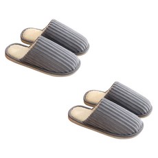 EVER HOUSE 燈芯絨布面保暖刷毛室內拖鞋 2雙組, 灰色, 1套