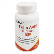 LAC 利維喜 葉酸800食品錠 支持胎兒健康發育 促進生長 調整體質, 8g, 100顆, 1罐