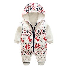 Mom's care Snow Deer 連帽拉鍊太空服