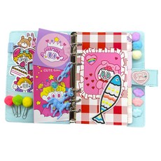 AAIN STORE 6孔裝飾日記本套組(12入種小物), 藍色