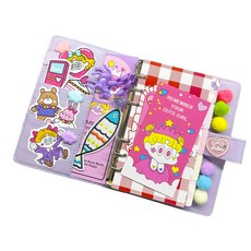 AAIN STORE 6孔裝飾日記本套組(12入種小物), 紫色