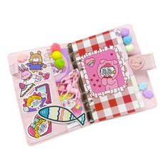 AAIN STORE 6孔裝飾日記本套組(12入種小物), 粉色