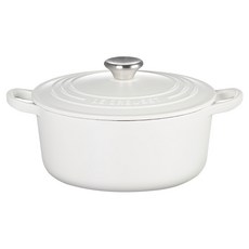 LE CREUSET 圓鐵鍋 附鋼頭鍋蓋 3.3L, 棉花白, 1個, 22cm