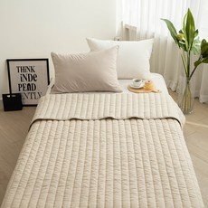 ATO&ALO 直條壓紋薄被, 燕麥色