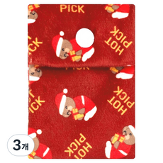 핫픽 따뜻하곰 휴대용 프리미엄 극세사 포켓용 핫팩 파우치 미니 클래식 레드, 3개