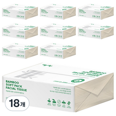하늘예린 뱀부 소프트팩 미용티슈 2겹, 18개, 200개입
