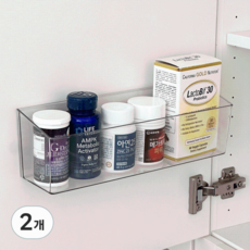 DEMIMOOD 懸浮式免鑽孔黏貼式壓克力藥品收納盒 一般型, 2個, 透明