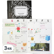 아이씨엘디자인 컴포지션 A5 먼슬리 만년형 플랜노트 2p, 블랙, 3세트