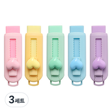 윰스 하트 마카롱 슬라이딩 지우개 5종 세트, 혼합색상, 3세트