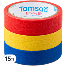 탐사 원색 칼라마스킹 테이프 25mm x 13m, 15개