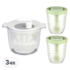 plala 蔬菜脫水器 + 攜帶式保鮮沙拉杯 2入組, 綠色, 3套