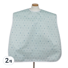 클린유니폼 방수 성인용 턱받이 벨크로형, 민트 트리, 2개