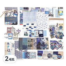 Risi商店復古便條紙綜合組, 藍色, 2套