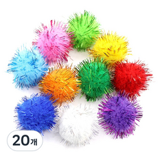 doongdoongpet 貓咪玩具 搶眼亮片毛球, 20個, 隨機出貨