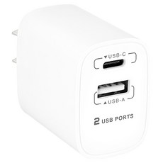 Dr.AV 聖岡科技 2.1A 雙埠 牆充 USB-A + USB-C 充電器 智慧 IC 白色 USB-221AC 厚2.9 x 5.8 x 4.1cm 39g