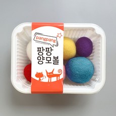 Nature Pet Pang Pang 貓咪羊毛球 4cm 紫色 + 紅色 + 5cm 黃色 + 粉紅色 + 6cm 薄荷綠 + 白色, 混合顏色, 1套